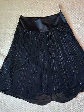 New Look Black Sequin A-Line Skirt